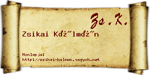 Zsikai Kálmán névjegykártya
