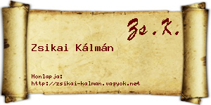 Zsikai Kálmán névjegykártya